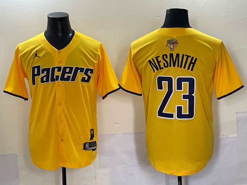 Men 2025 Indiana Pacers #23 Nesmith Yellow Joint Name NBA Jersey style 12->->NBA Jersey